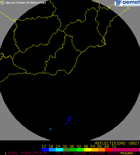 Imagen del radar meteorológico de AEMET de Almería