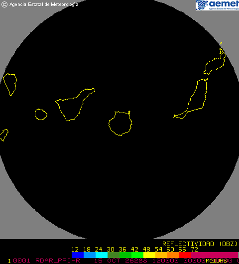 Imagen del radar meteorológico de AEMET de Las Palmas