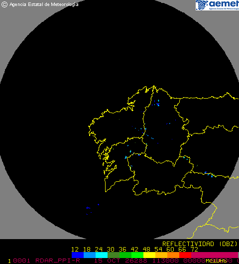Imagen del radar meteorológico de AEMET de A Coruña