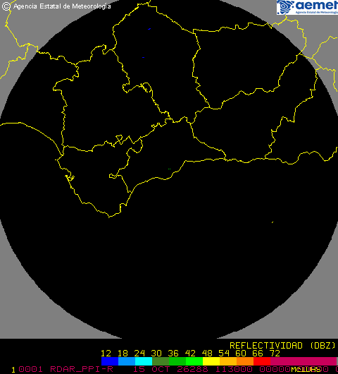 Imagen del radar meteorológico de AEMET de Málaga