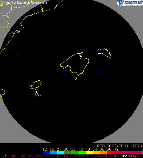Imagen del radar meteorológico de AEMET de Illes Balears