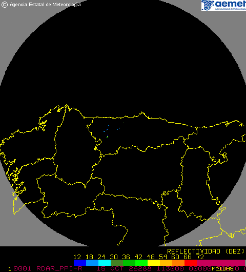 Imagen del radar meteorológico de AEMET de Asturias