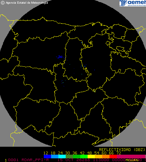 Imagen del radar meteorológico de AEMET de Palencia