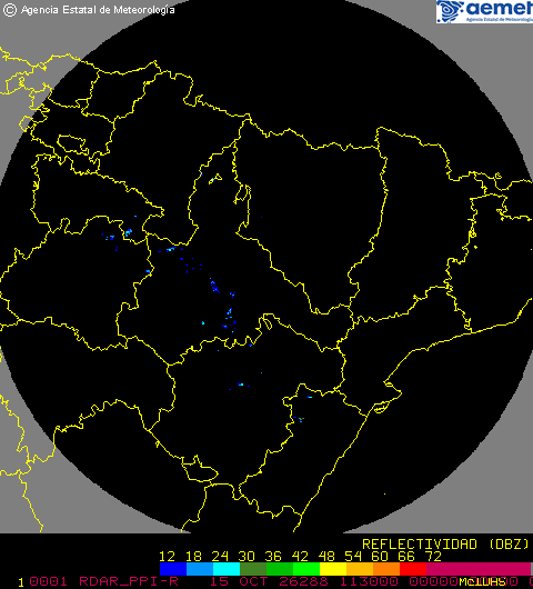 Imagen del radar meteorológico de AEMET de Zaragoza